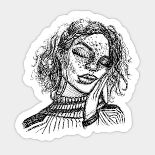 Aesthetic Girl Black and White Sticker